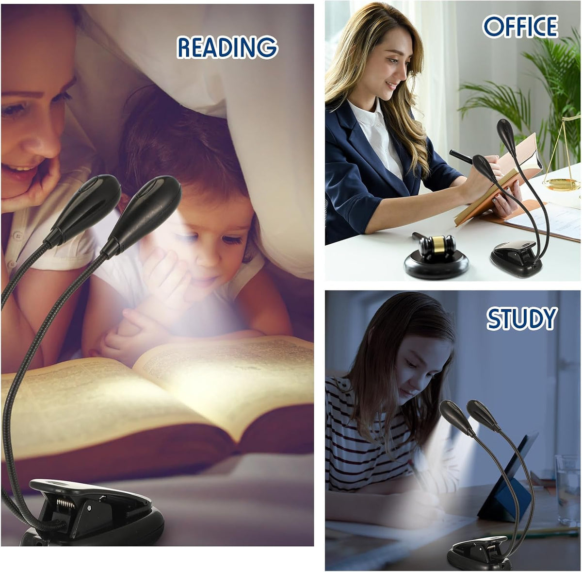 Rossesay 10 Pcs LED Music Stand Clip on Book Light USB Battery Operated
