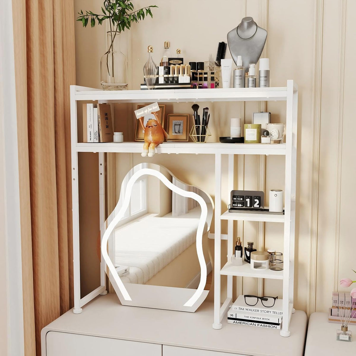 Aetheris Desktop Organizer Shelf, 30" Wooden Office Storage Rack, Displa...