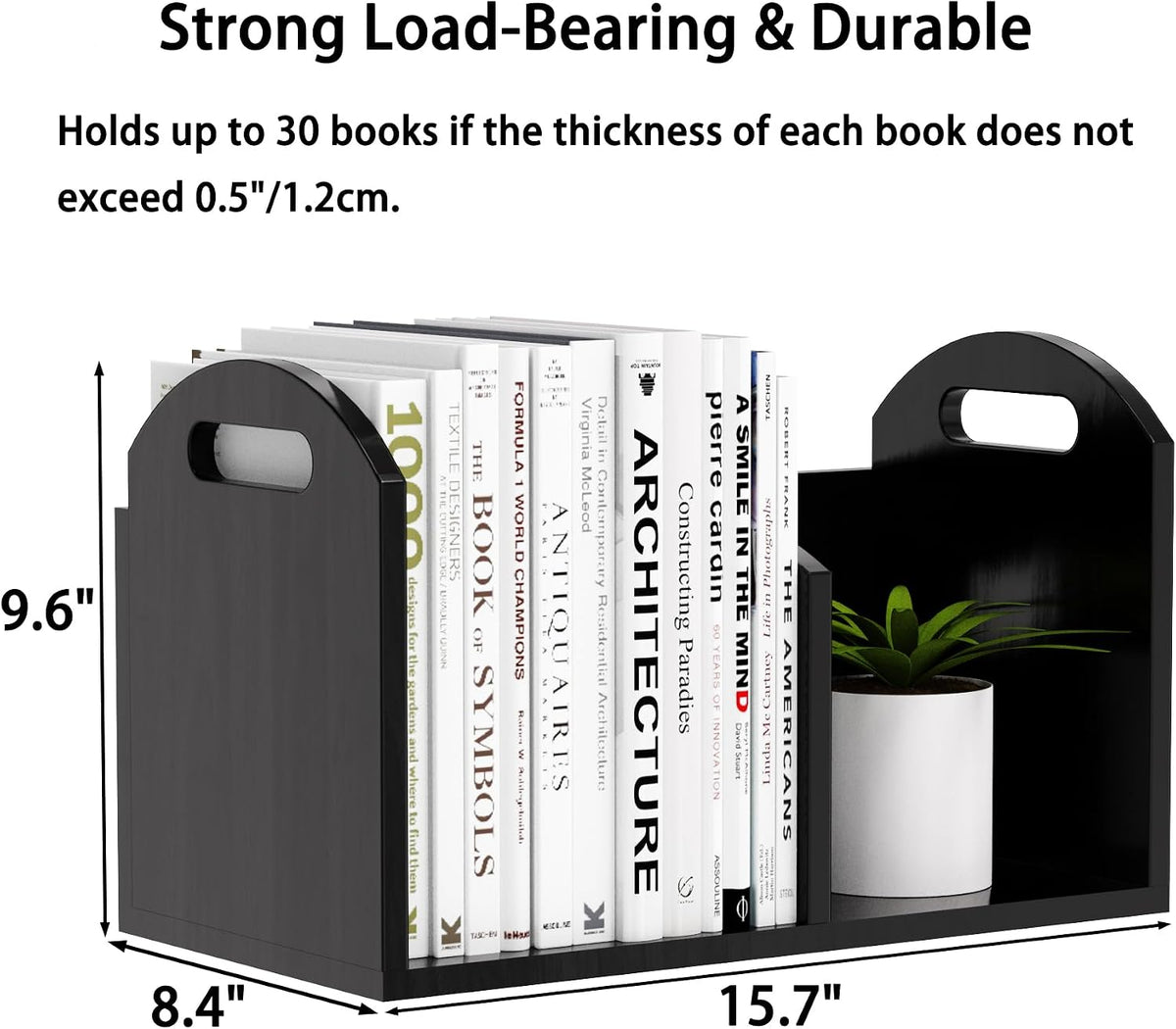 100% Solid Wood Adjustable Desktop Bookshelf, Retro Tabletop Book Shelf File ...