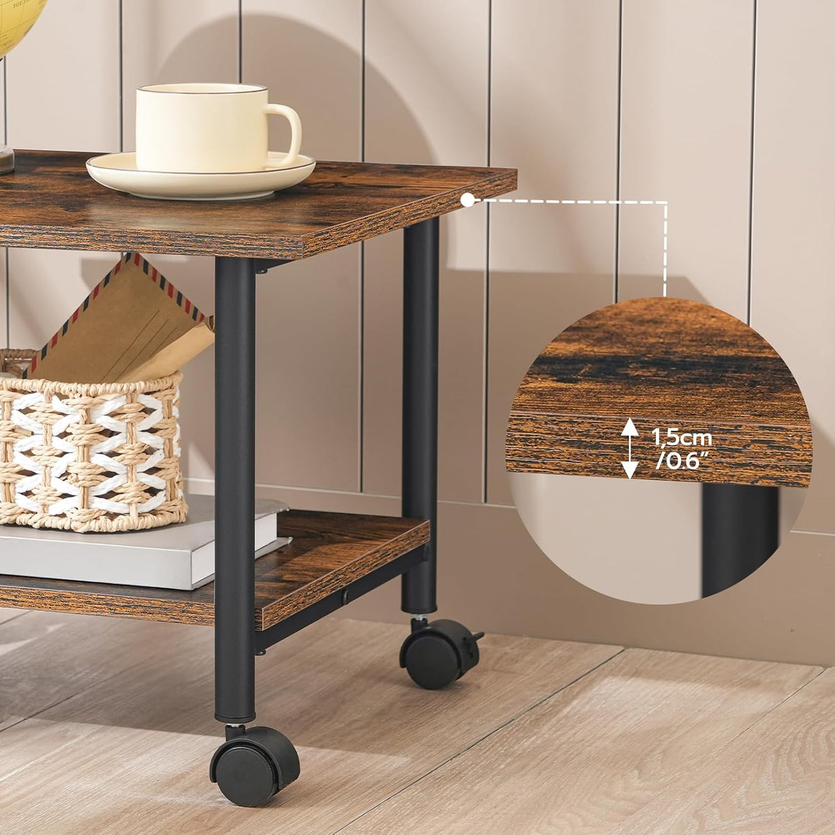 HOOBRO Printer Stand, 2-Tier Industrial Under Desk Printer Cart with Shelf, M...