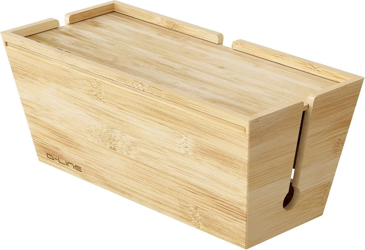 D-Line Bamboo Cable Management Box – Hide Power Strips, Large Cable Organizer...