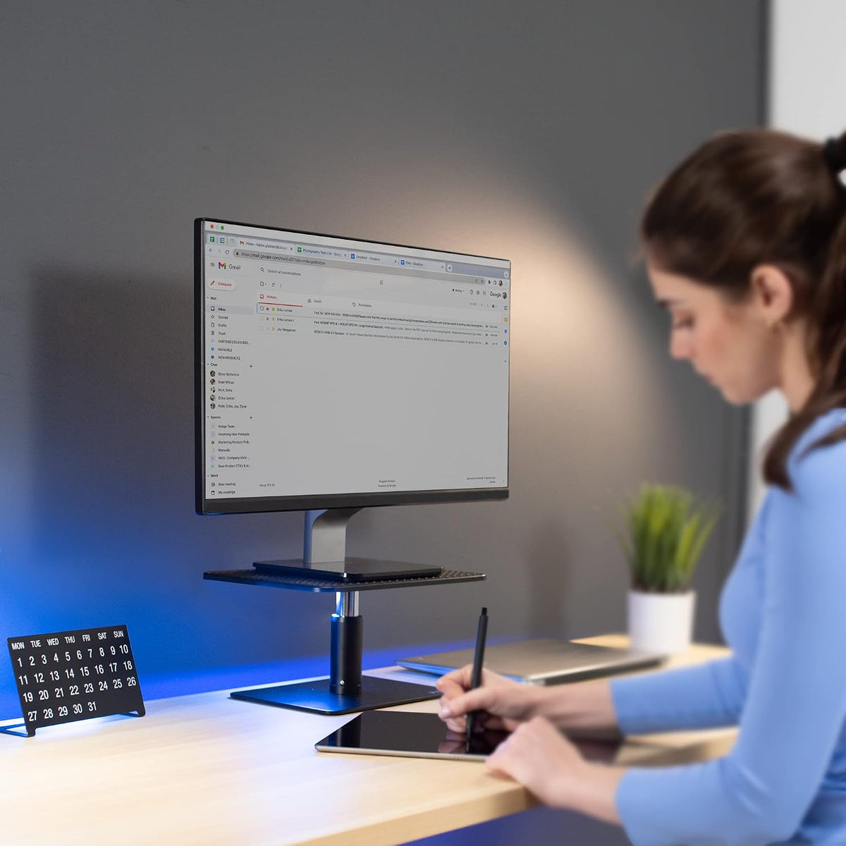 VIVO Universal Height Adjustable Ergonomic Computer Monitor and Laptop Riser ...