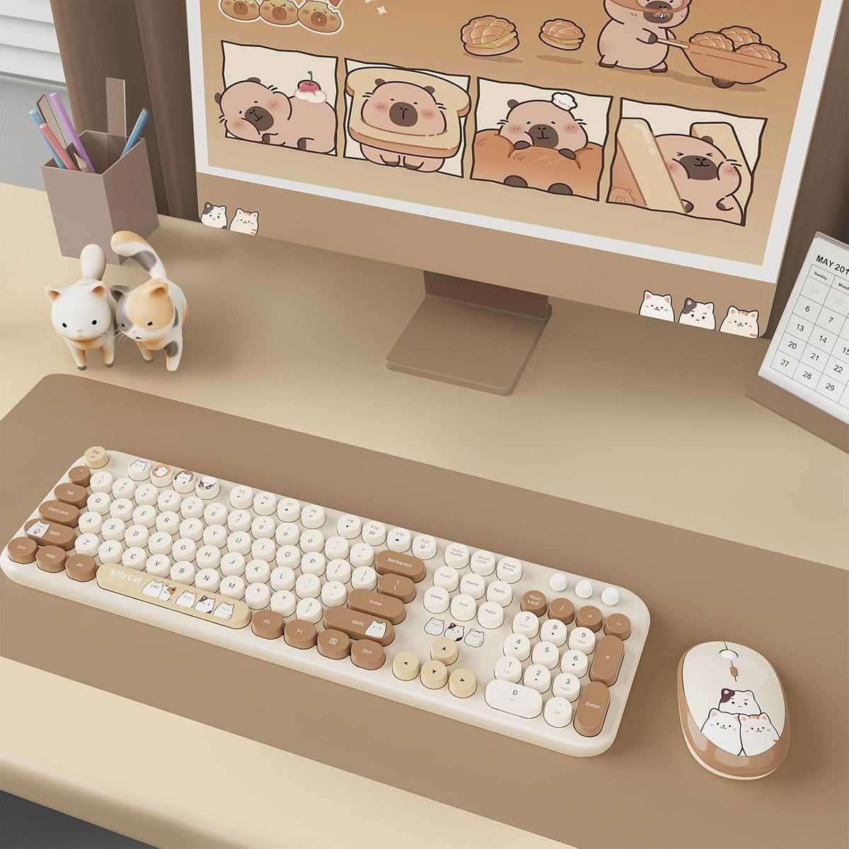 Wireless Keyboard and Mouse Combo, 2.4GHZ Typewriter Retro Full Size Keyboard...