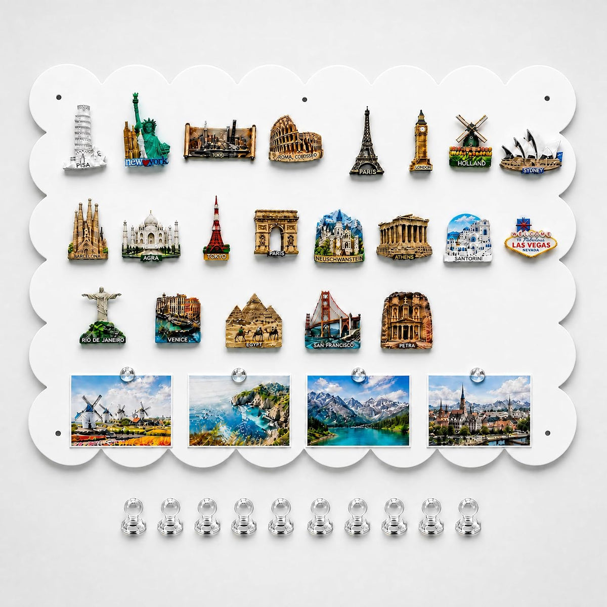 Magnetic Board for Wall,23.6" x 15.7" Decorative Metal Display Boar...