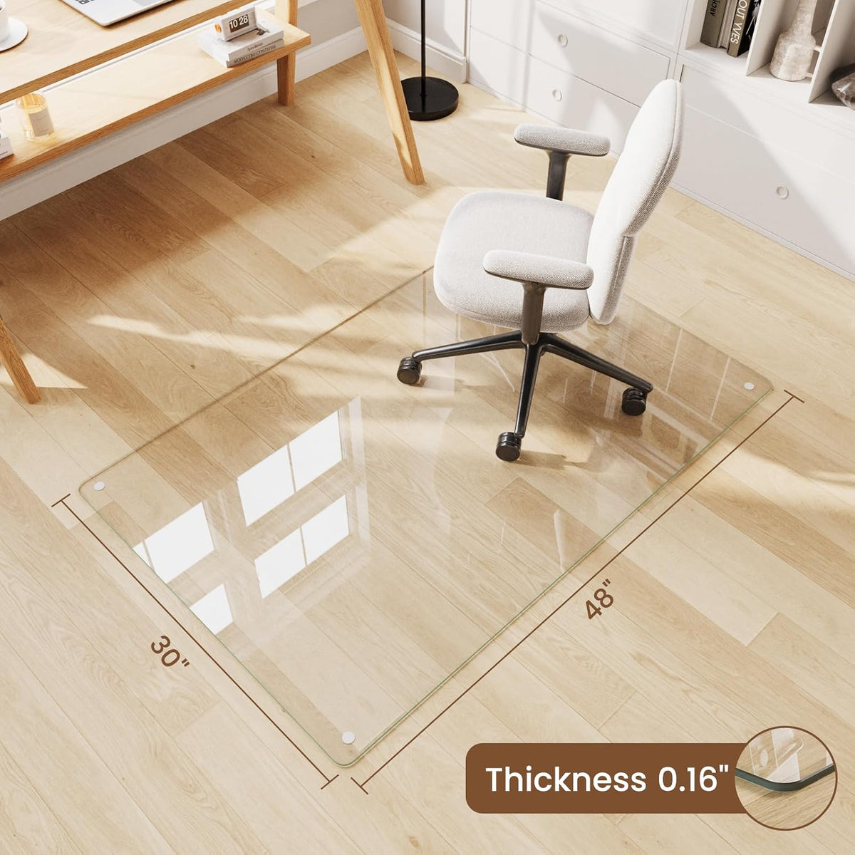 30"x48" Tempered Glass Chair Mat for Carpet