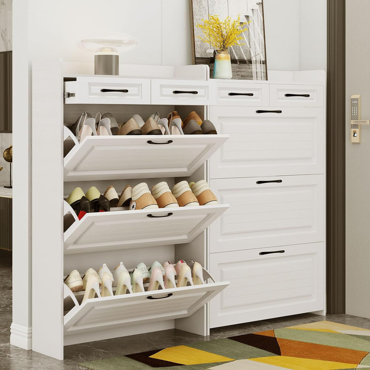 Shoe Cabinet Storage for Entryway with 3 Large Flip Drawers & 2 Drawers