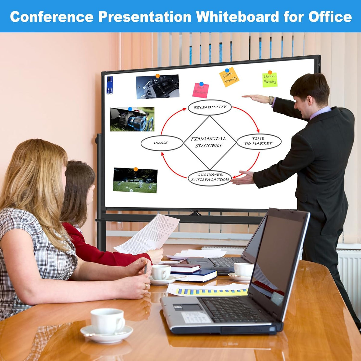 BSTPCOO Double-Sided 40"x28" Magnetic Dry Erase Board Mobile Whiteb...