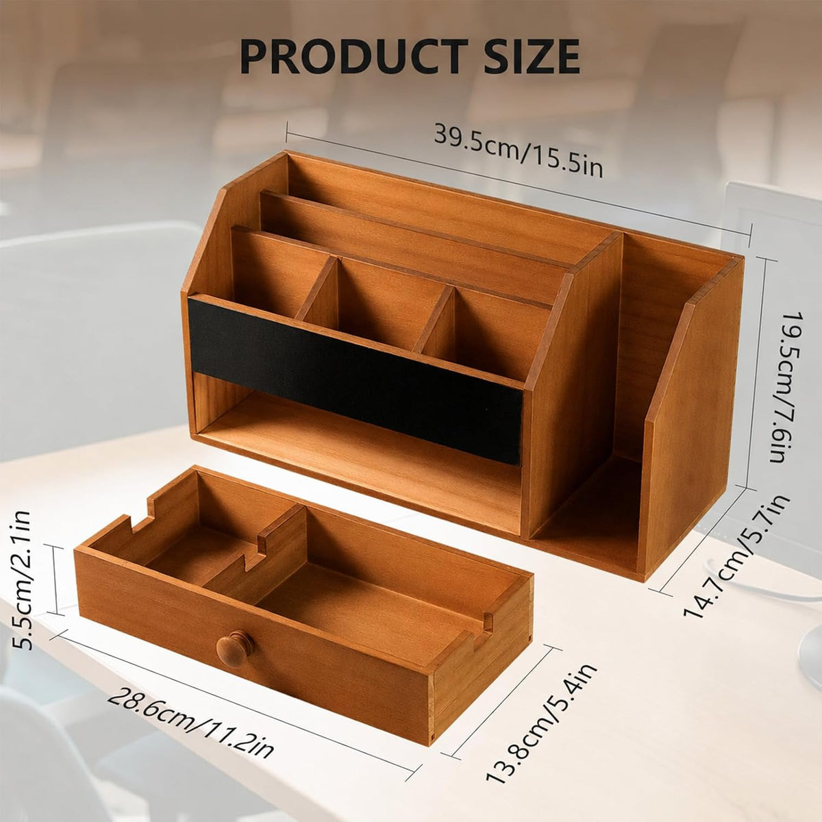 Wooden desk organizers and accessories with Writable Chalkboard Mail Holder