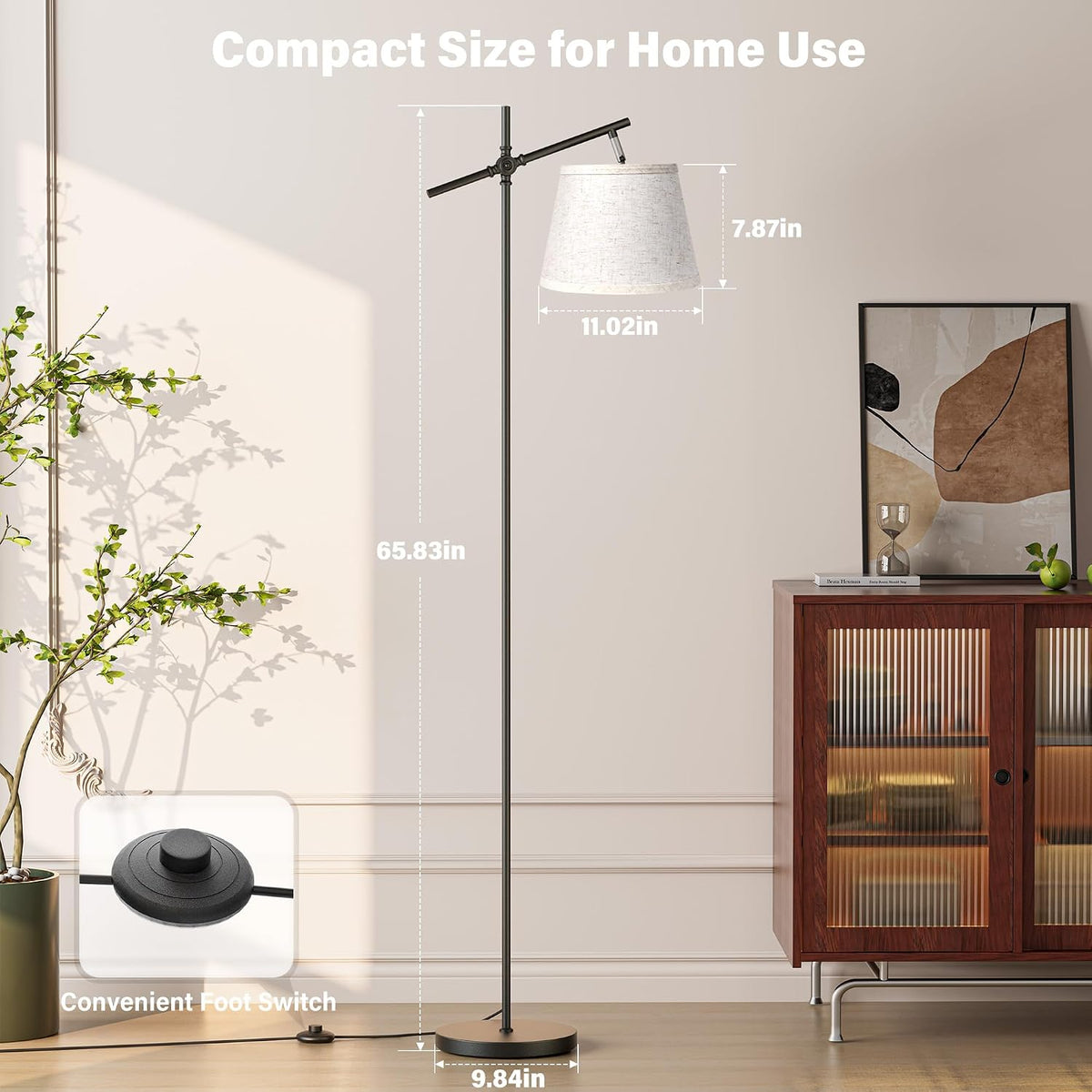 SIBRILLE Floor Lamp with Linen Shade, Dimmable Tall Standing Lamp with Remote...