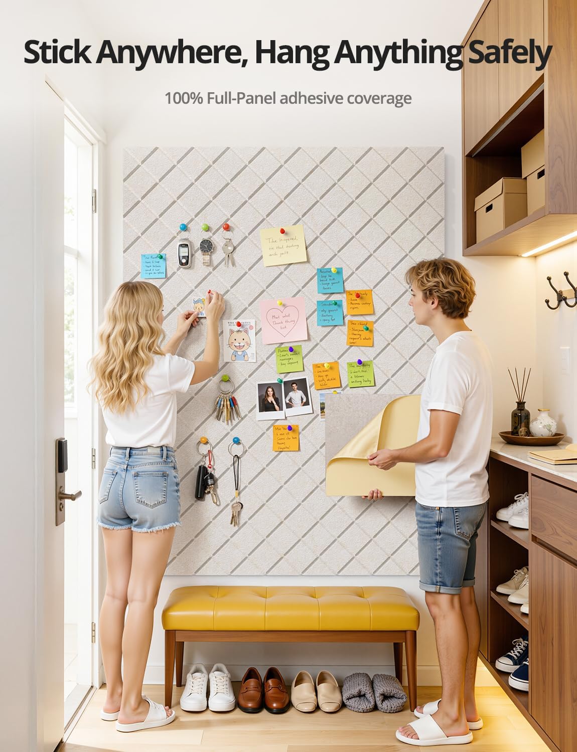 Kuchoow Bulletin Cork Board Large 47.2" x 35.4" Felt Notice Pinboar...