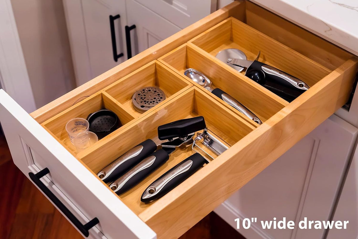 Umilife Drawer Organizer Storage Boxes, 2.5" High Bamboo Drawer Dividers...