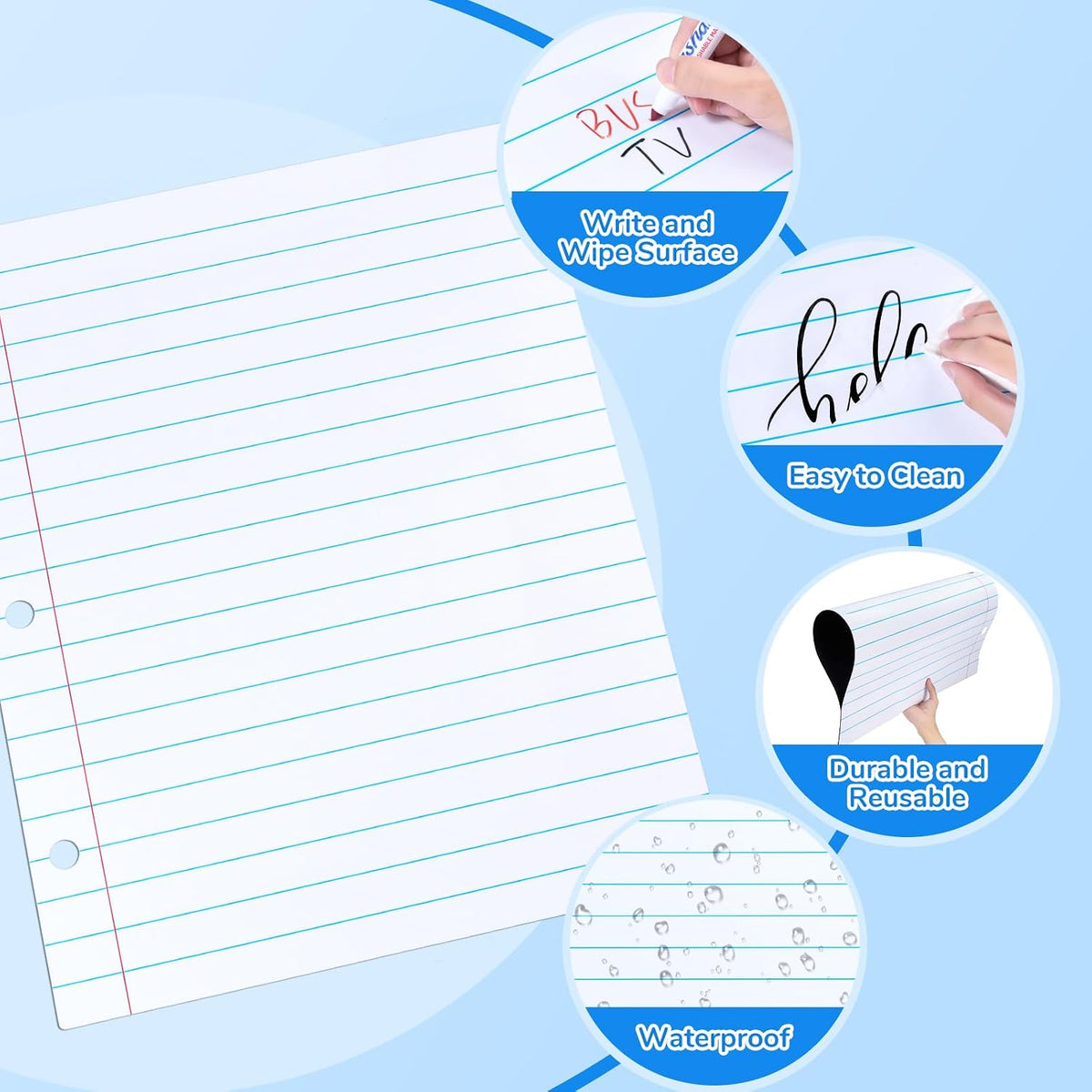 JoyCat Giant Magnetic Notebook Paper, 22 x 28 Dry Erase Lined Sheet