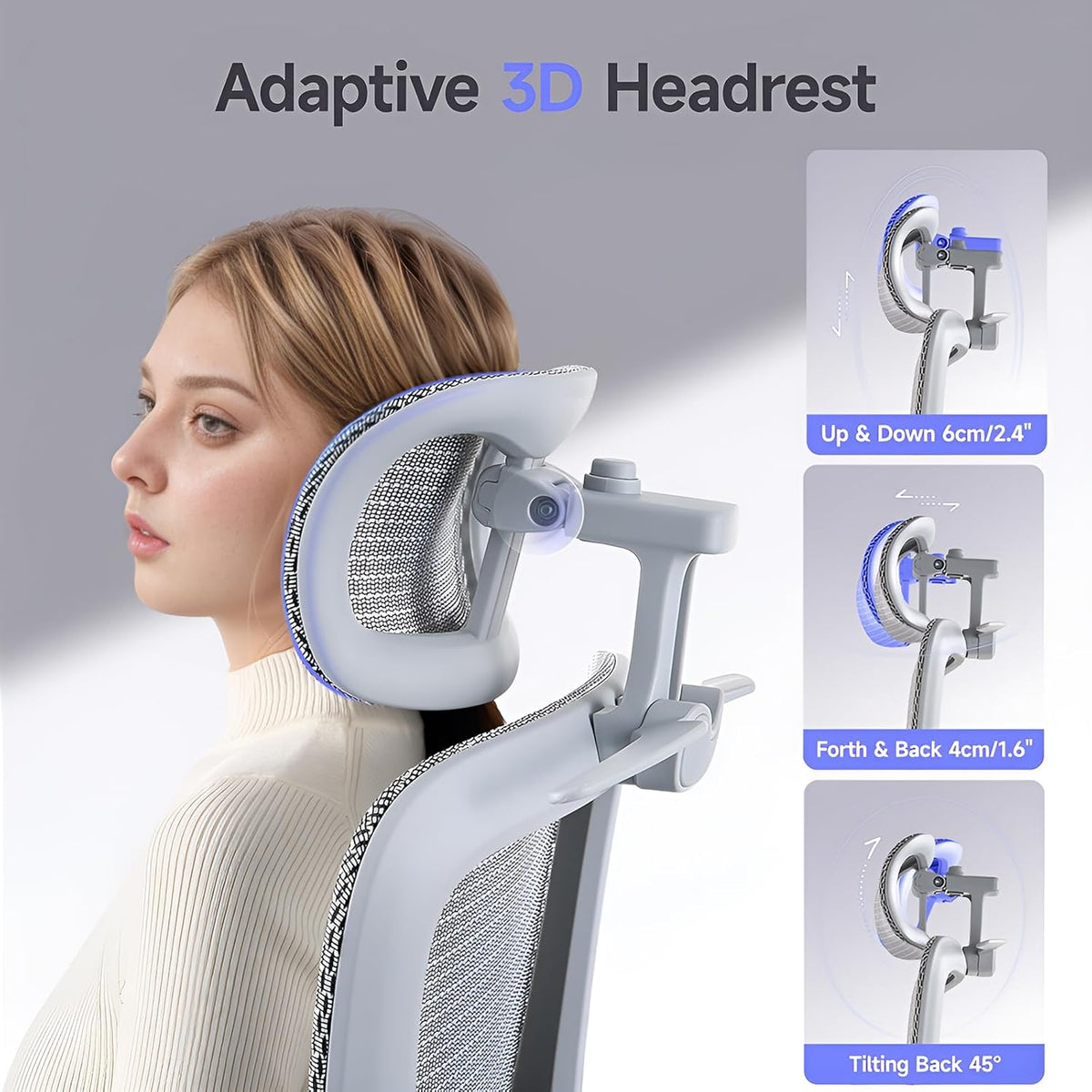 Office Chair with Footrest, Ergonomic Chair with 3D Headrest, Computer Chair ...