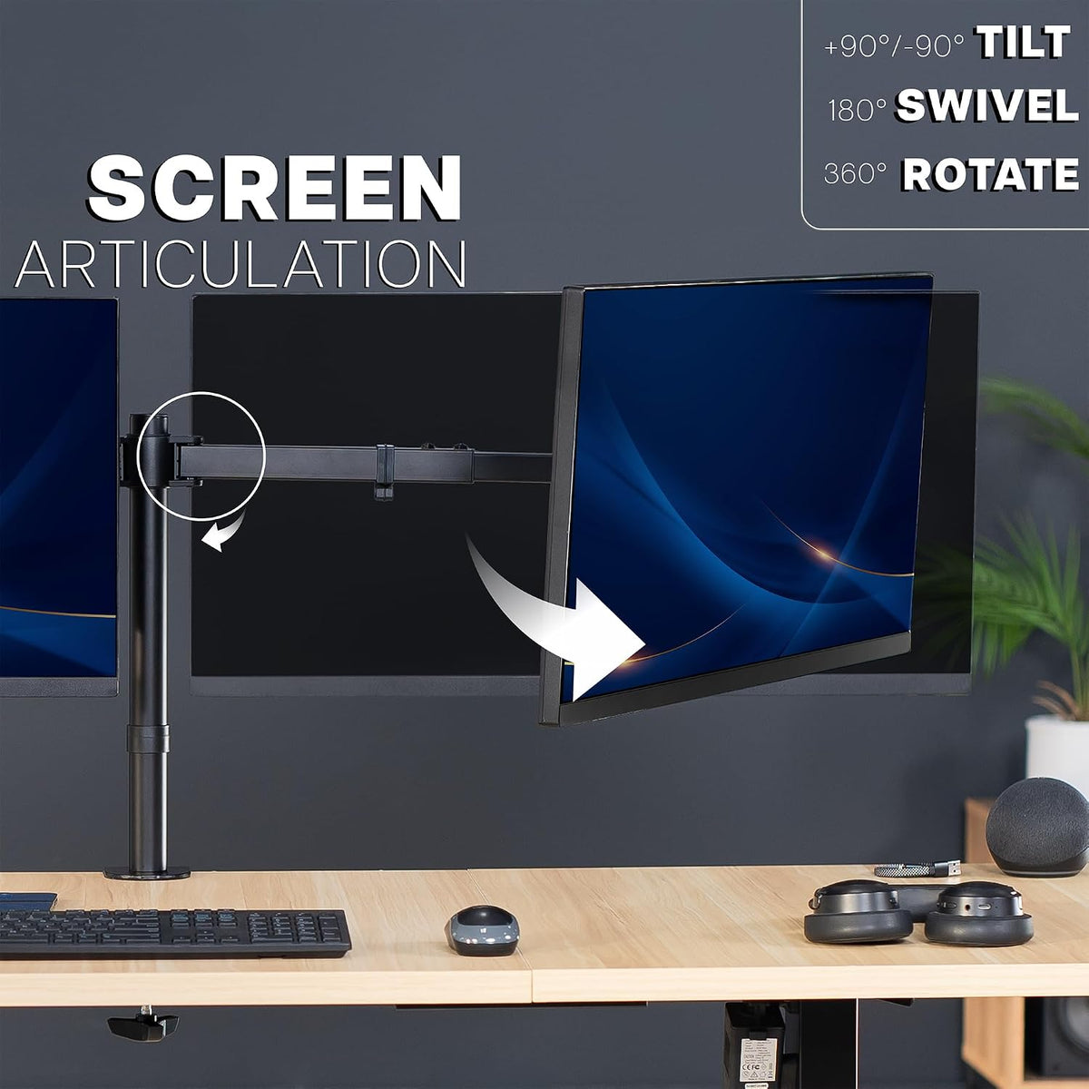 VIVO Black Dual Monitor Desk Mount for 27-38 in Ultrawides, STAND-TS38C