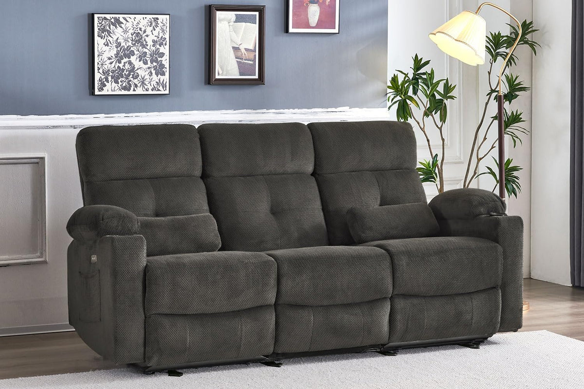80'' Power Reclining Sofa with Heat and Massage, Electric Reclining C...