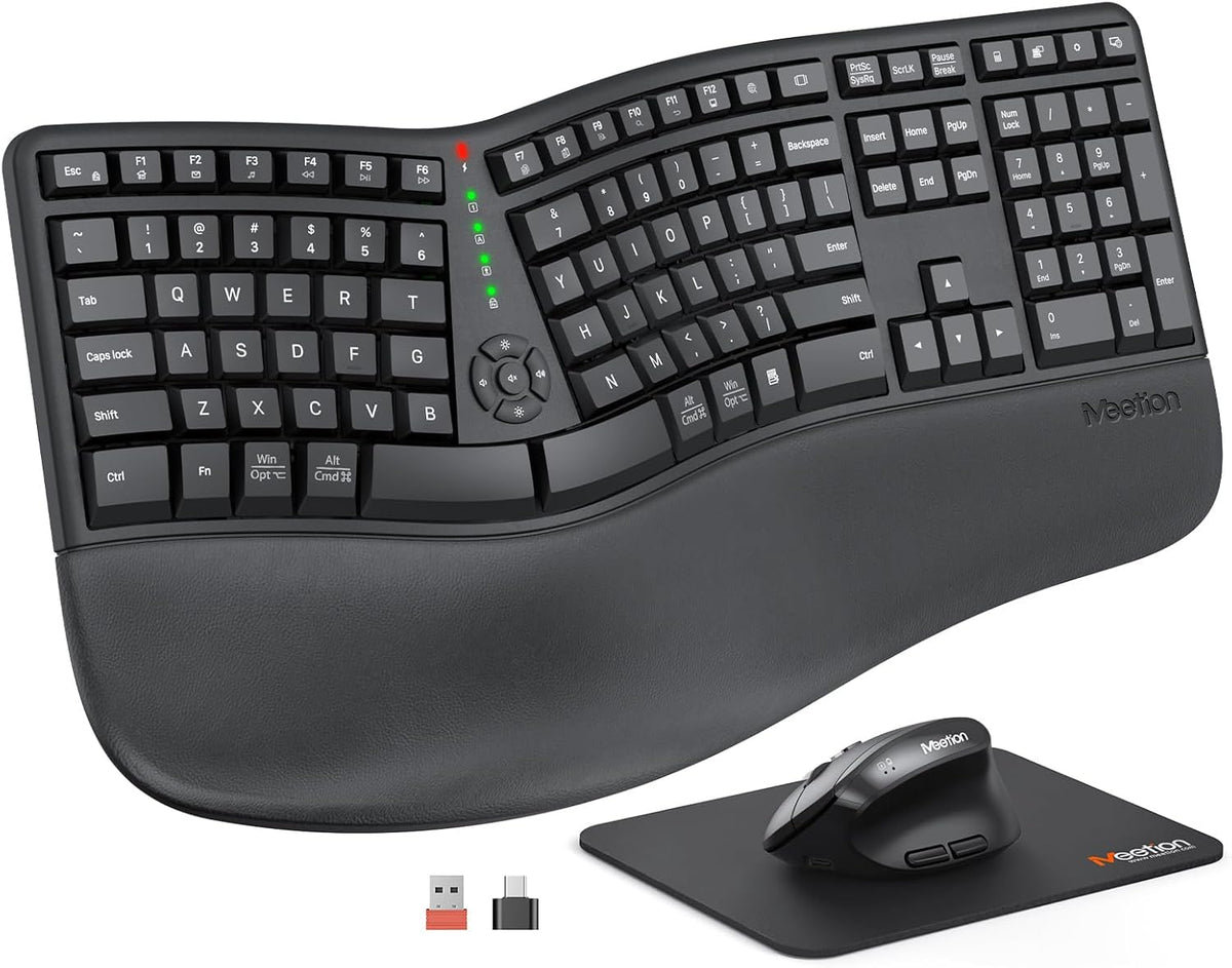 MEETION Ergonomic Keyboard and Mouse Combo, Split Design, Vertical Mouse