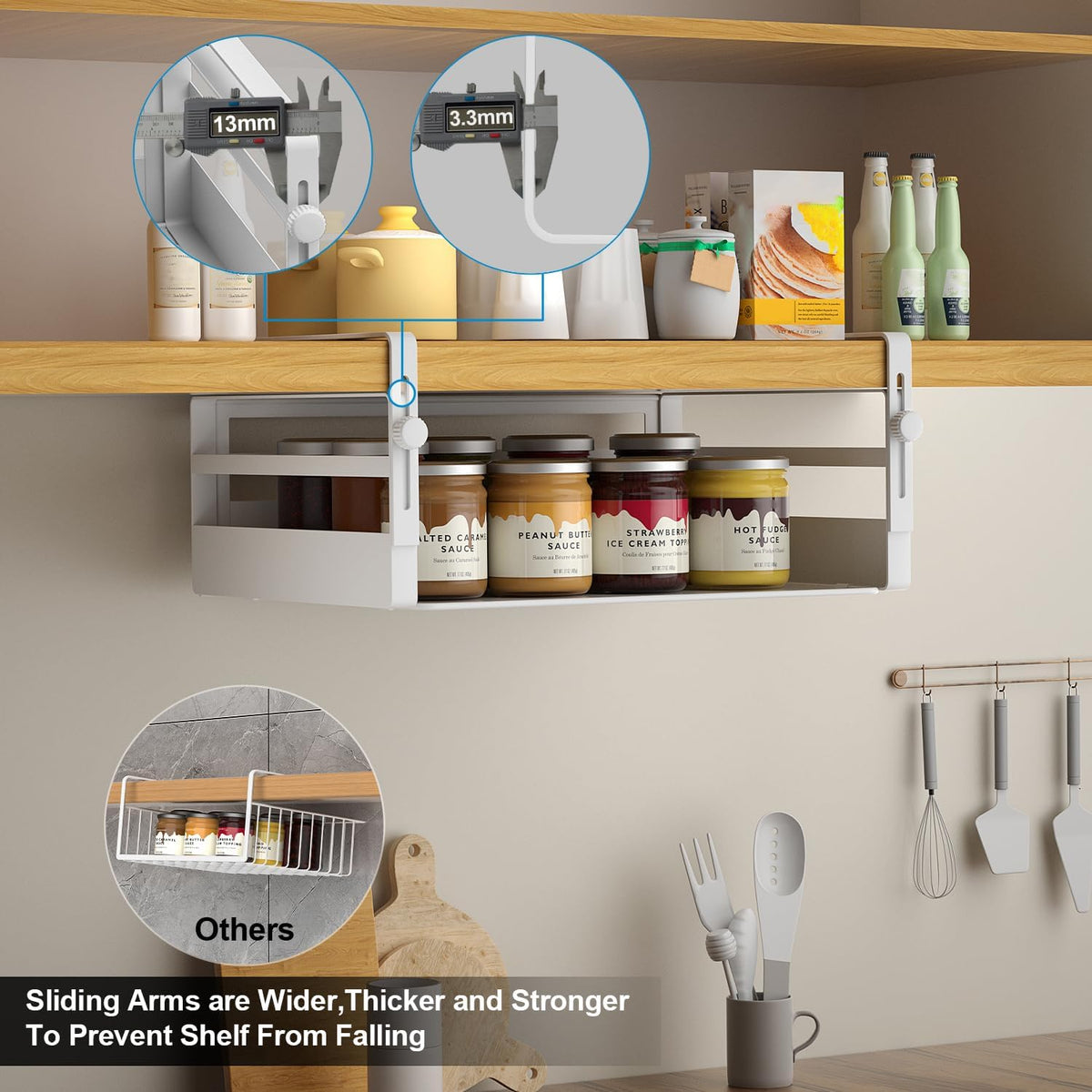 AmonHouseware 2 Pack Under Shelf Storage Basket Organizer,Adjustable Hanging ...