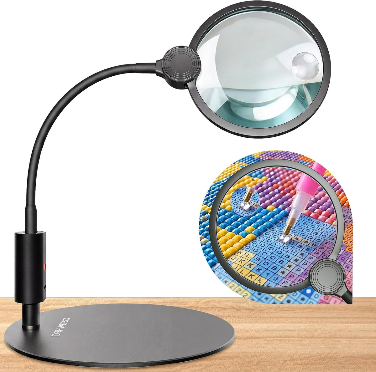 10X 30X Large Magnifying Glass with Light and Stand, 3 Color Mode