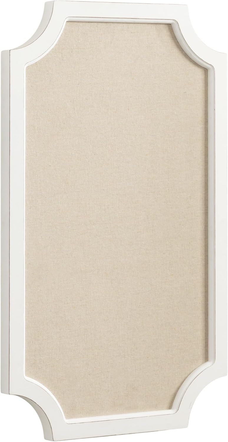 Hogan Framed Scalloped Decorative Wall Pinboard; White; 18 x 30; Rustic Moder...