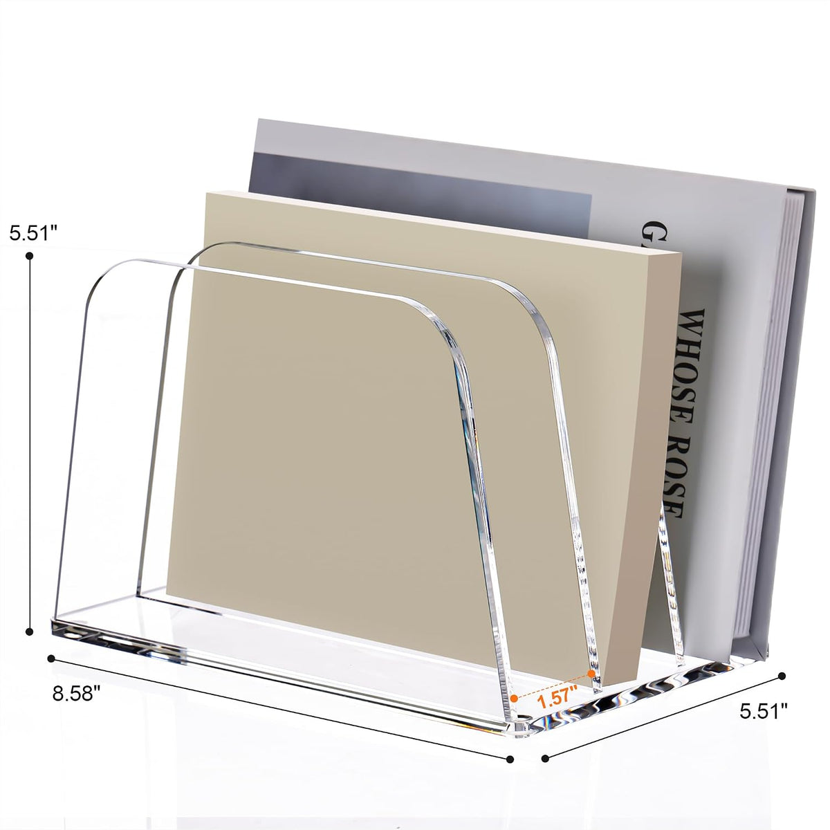 YUXUN Clear Acrylic Desktop File Sorter Organizer,Upright File Organizer, 3-S...