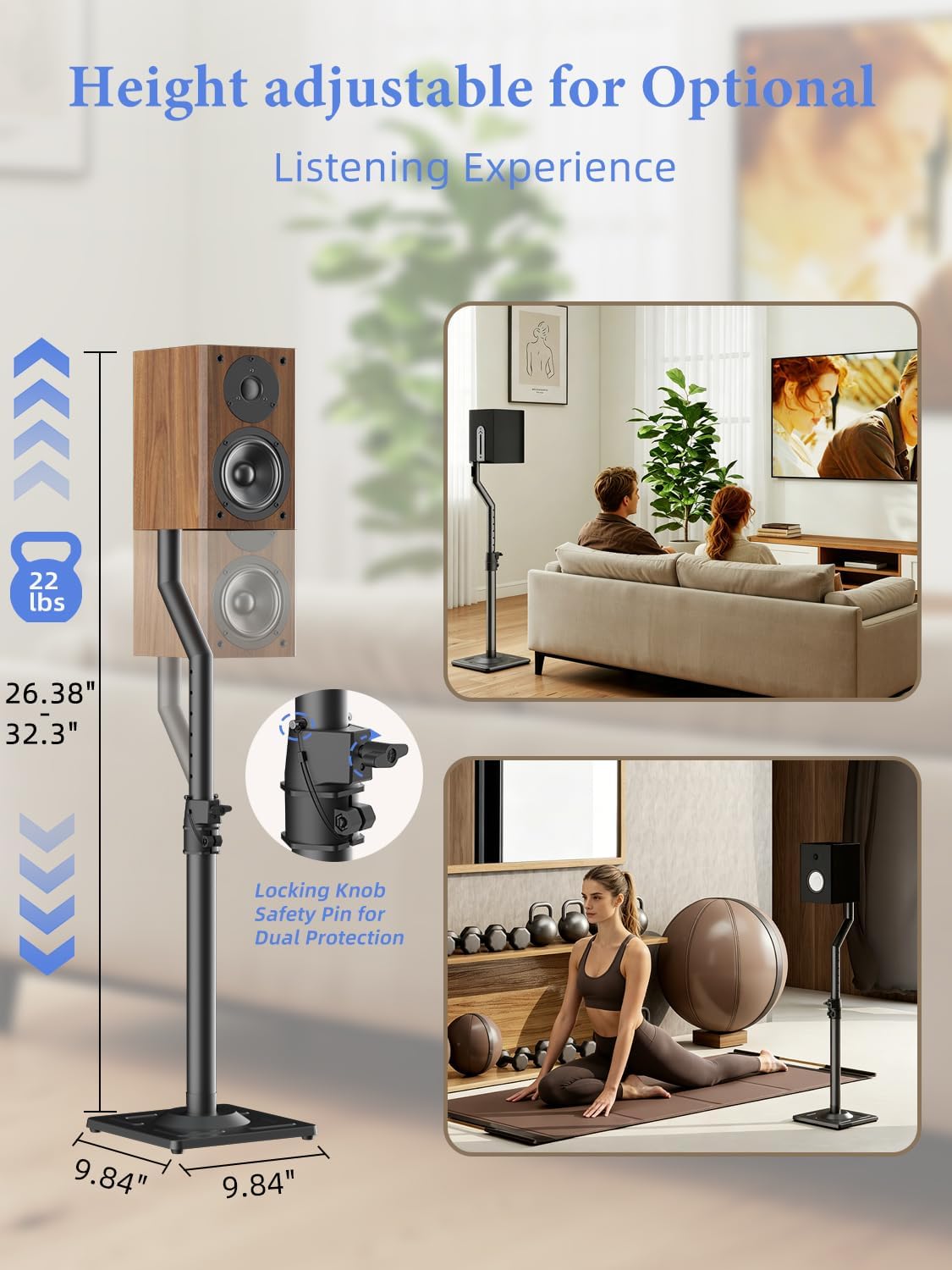 suptek Universal Speaker Stands Pair for Surround Sound - Floor Speaker Stand...