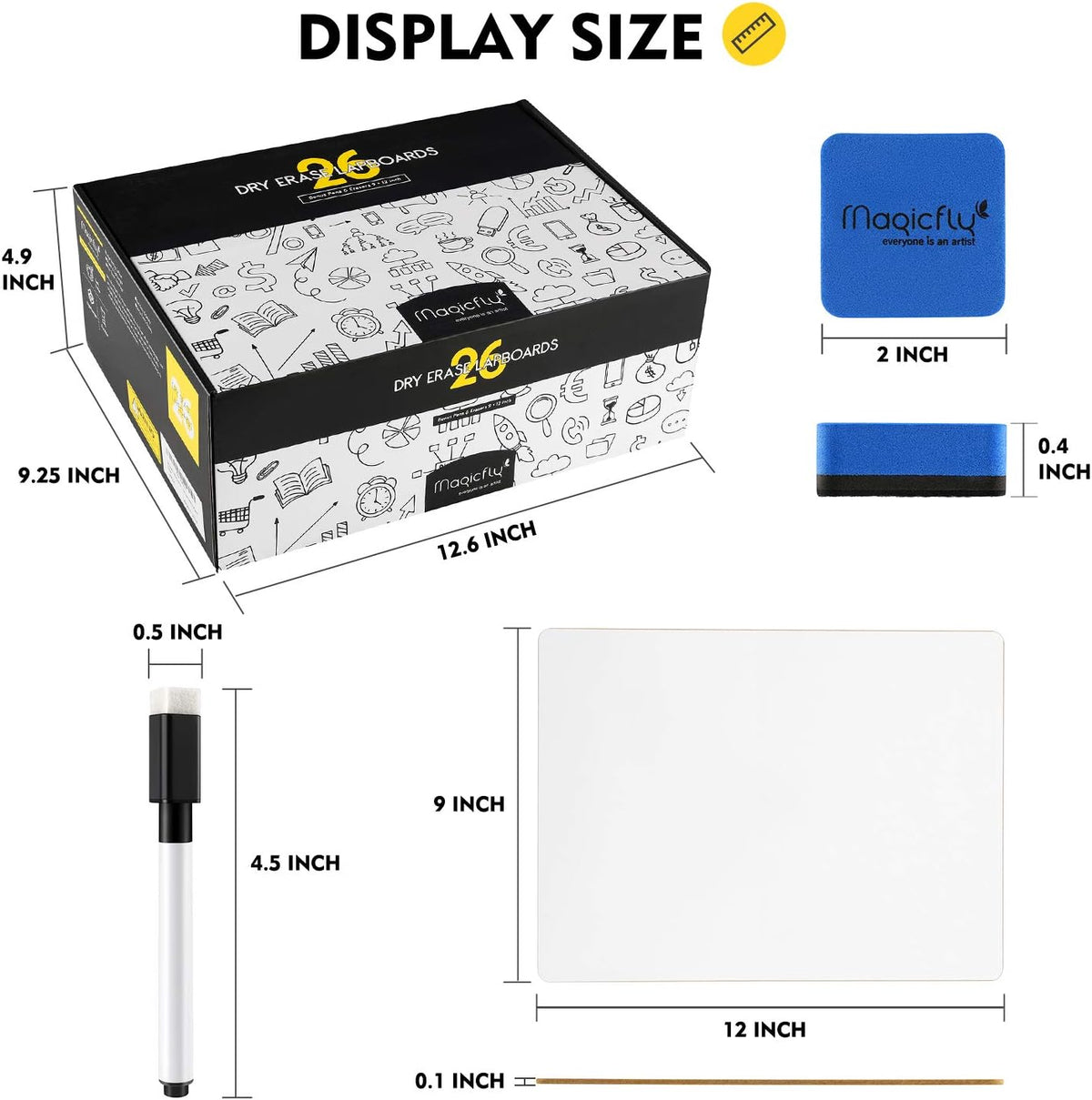 Magicfly 26 Pack Double Sided Dry Erase Board, 9" x 12" Small White...