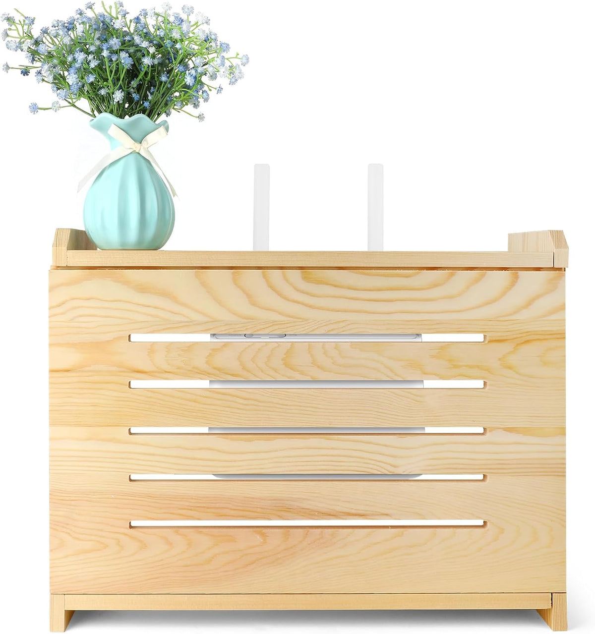 Wooden Router Shelf Wall Mount WiFi Router Storage Box Modem Cable Router Cov...