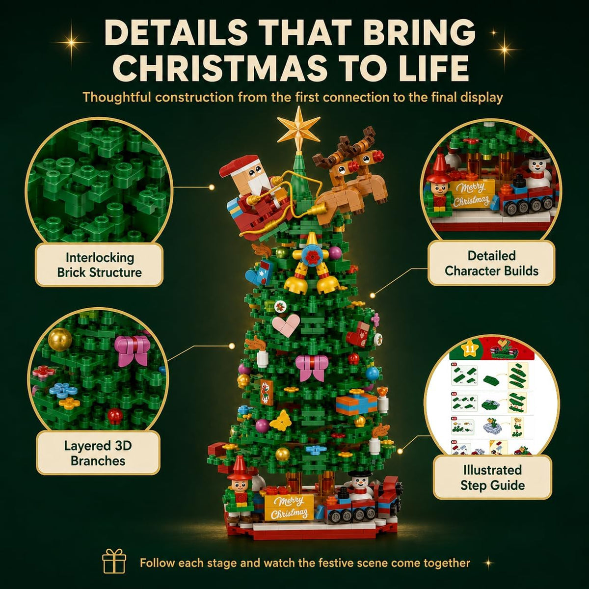 Advent Calendar 2026 Christmas Tree Building Blocks 24 Days Countdown Set