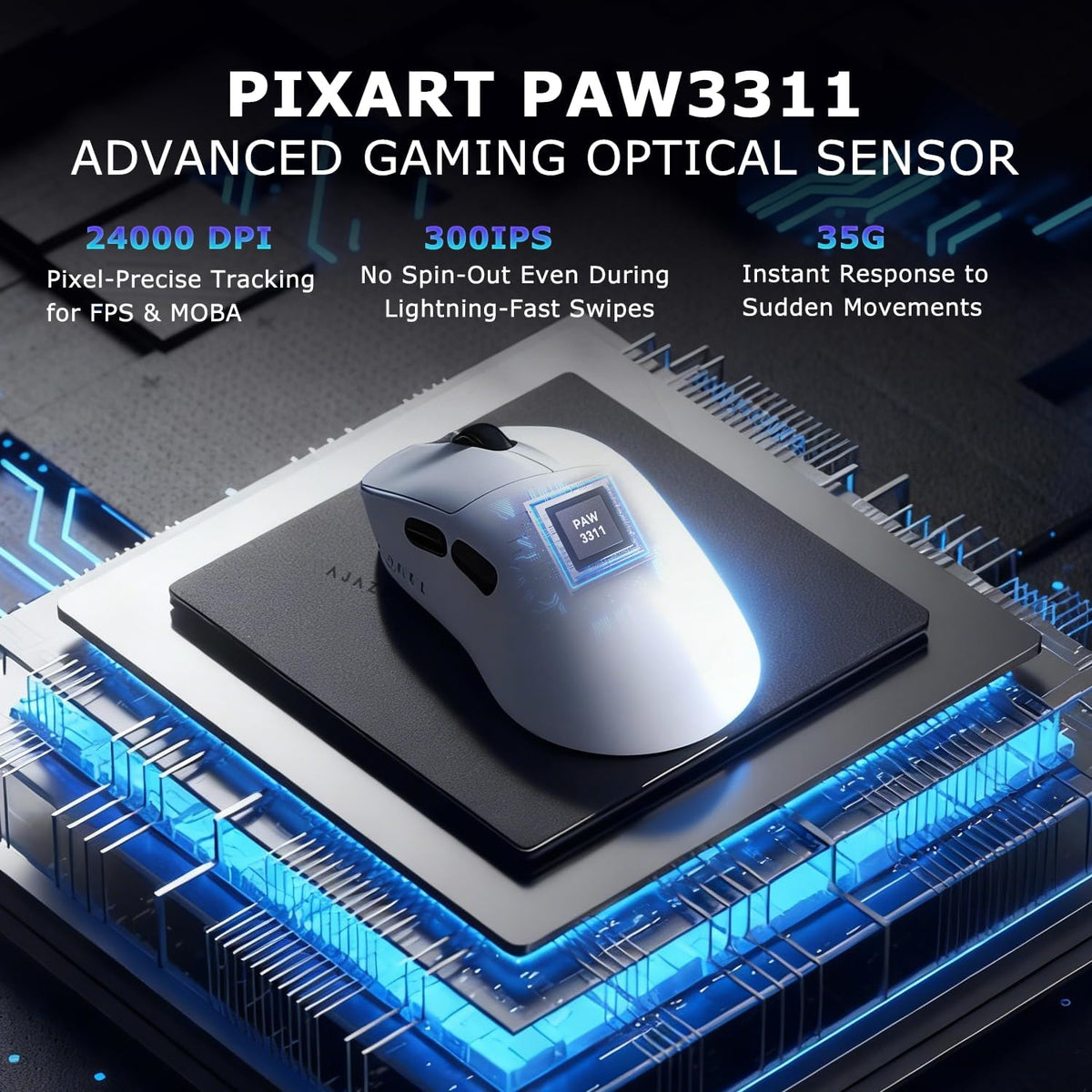 AJ179 V2 Wireless Gaming Mouse, Tri-Mode 2.4G/Bluetooth/Wired, 800mAh Battery...