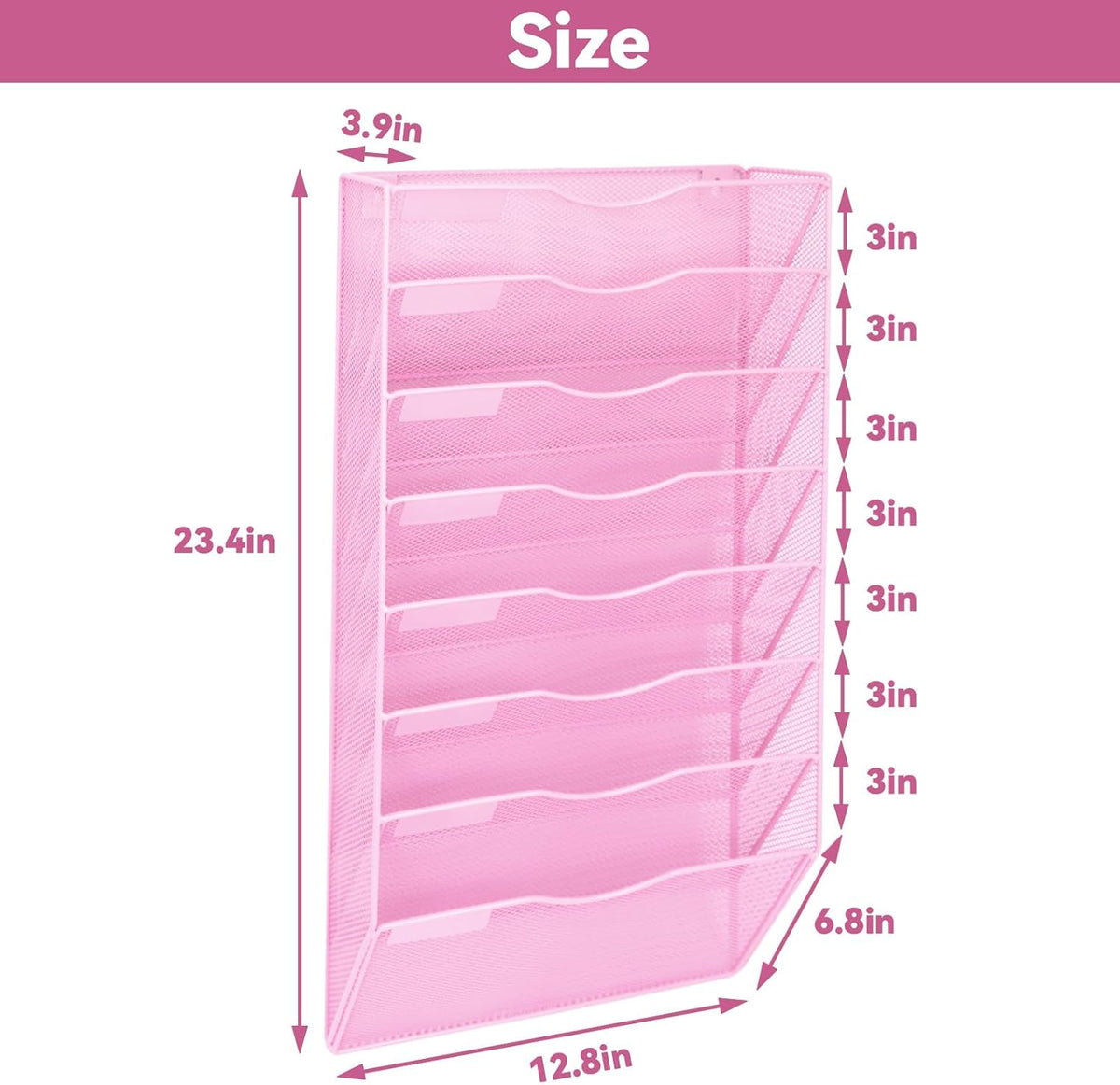 8 Pockets Mesh Wall File Holder Organizer Office Hanging File Folder Magazine...
