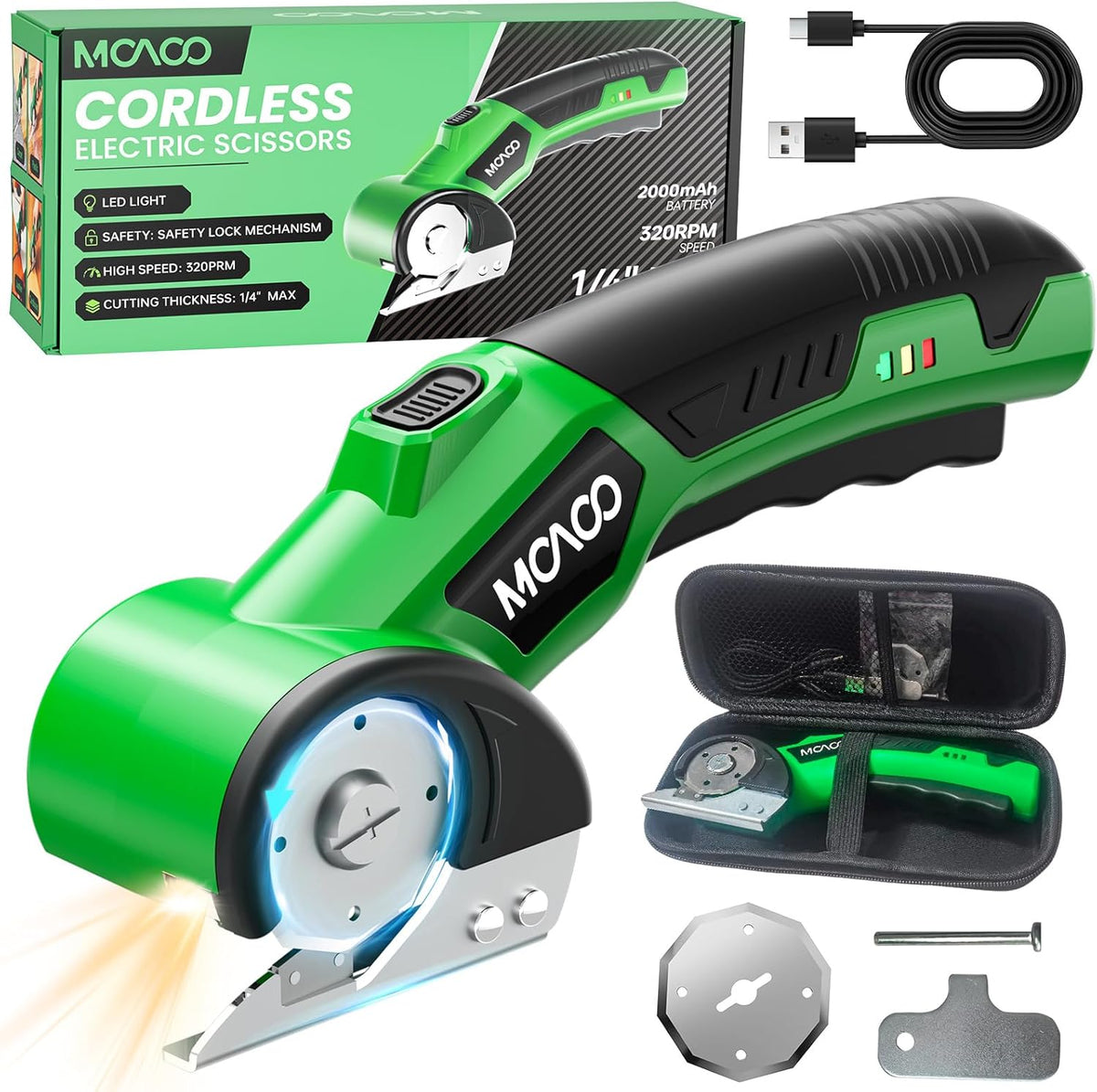 Cordless Electric Scissors, 4V Electric Cardboard Cutter with 2 Blades