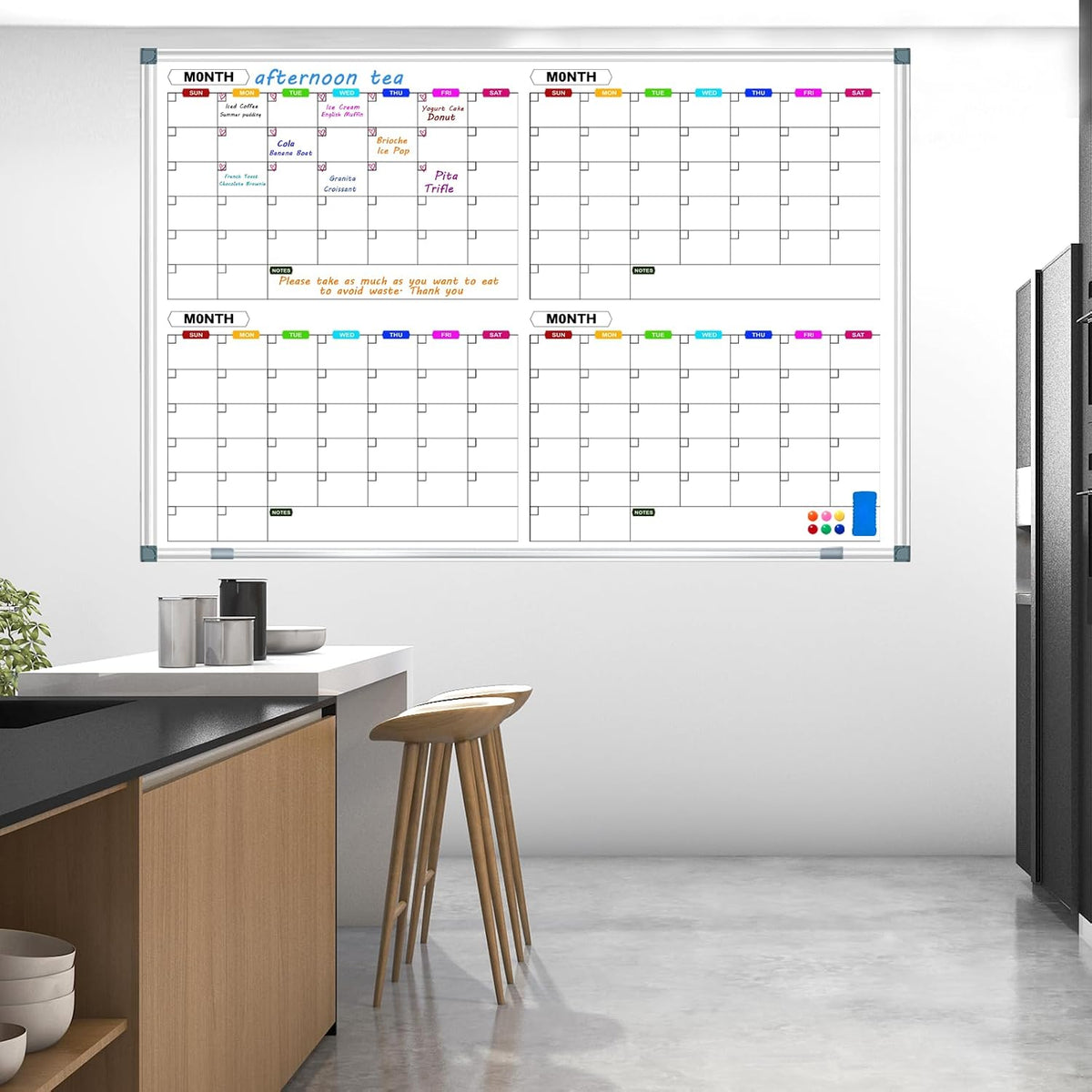 4 Month Large Magnetic Whiteboard for Wall, 60" x 40"