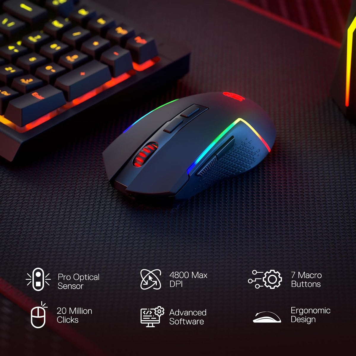 Redragon S142 Combo, K515 PRO Membrane Gaming Keyboard, M693 4800 DPI Mouse