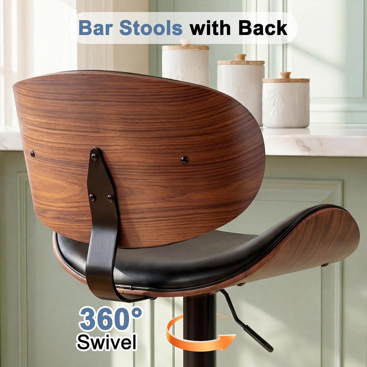 DUMOS Swivel Bar Stools Set of 4, Adjustable Counter Height Bar Chairs