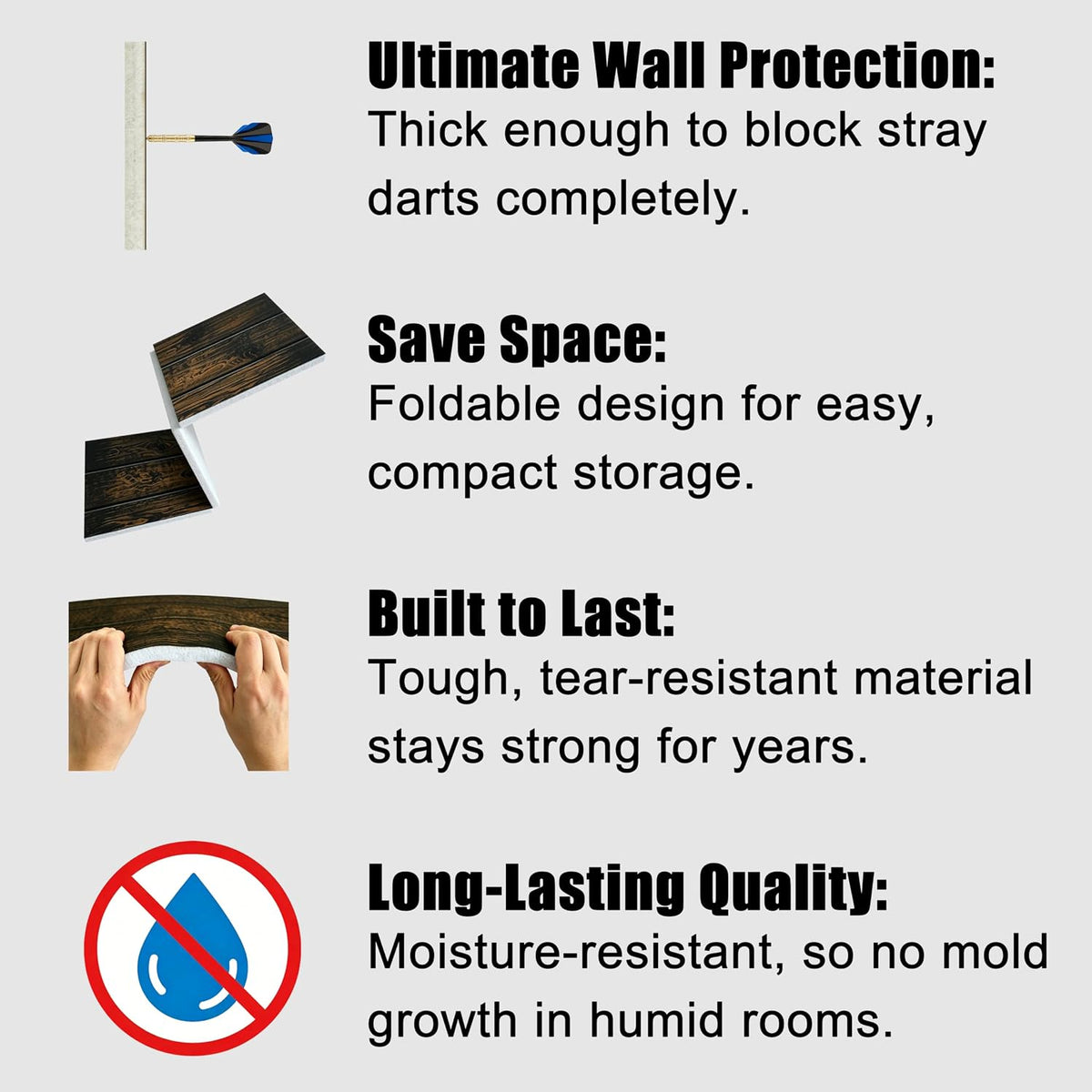 Felt Dart Board Wall Protector Foldable Cork Alternative Backing Board, 35.4x...