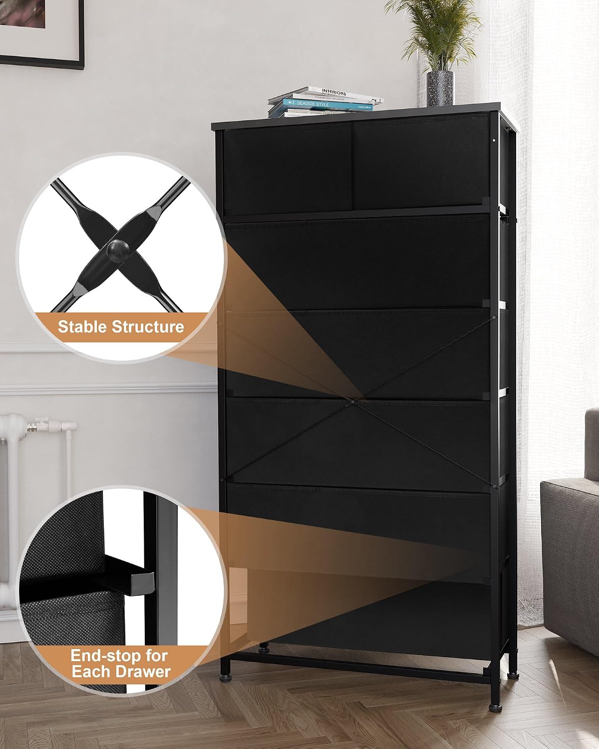 Crestlive Products Rattan Dresser Tall Storage Tower, Chests of Drawers, Easy...