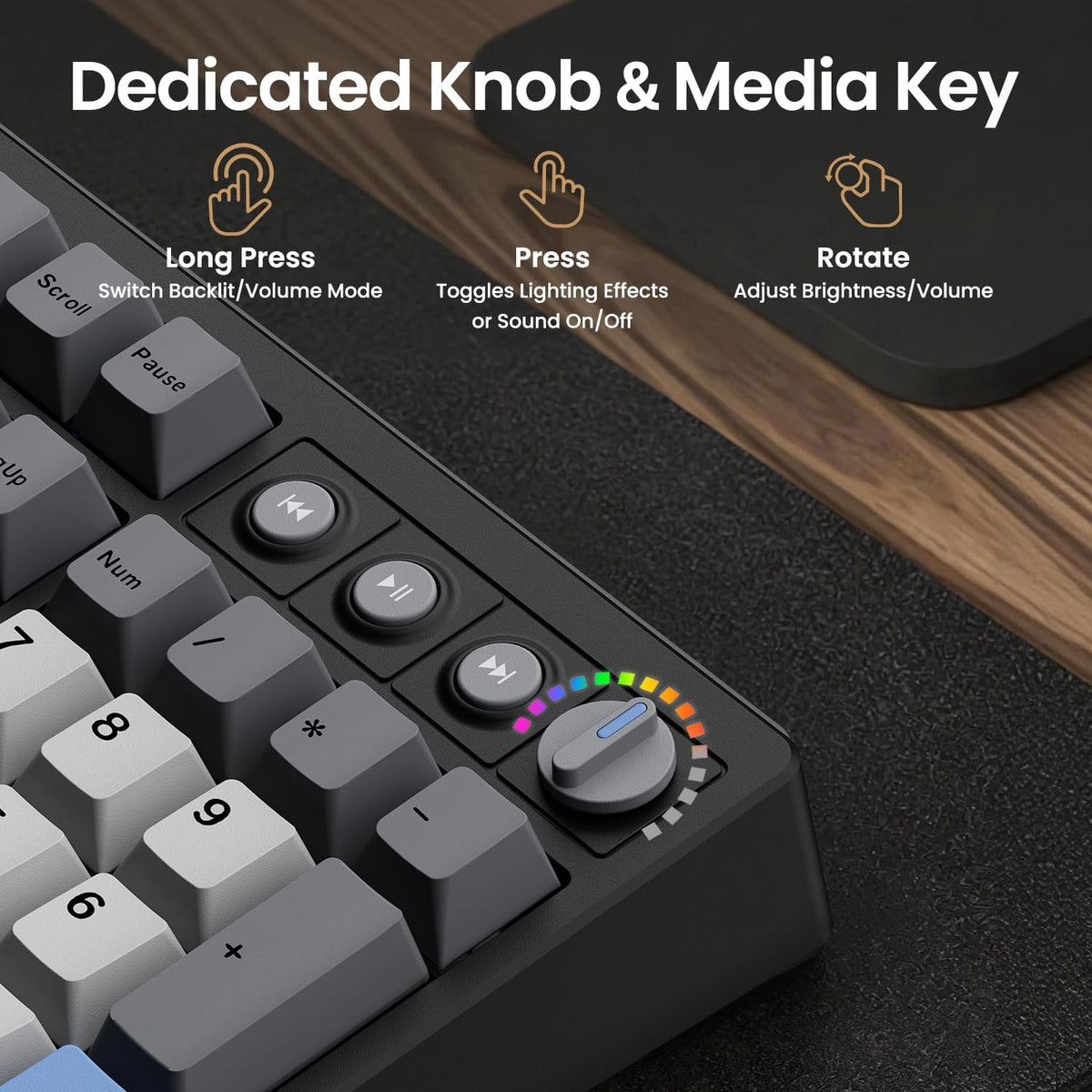 Kisnt KN104 Wireless Mechanical Keyboard, 100% Full Size with Knob, Bluetooth...