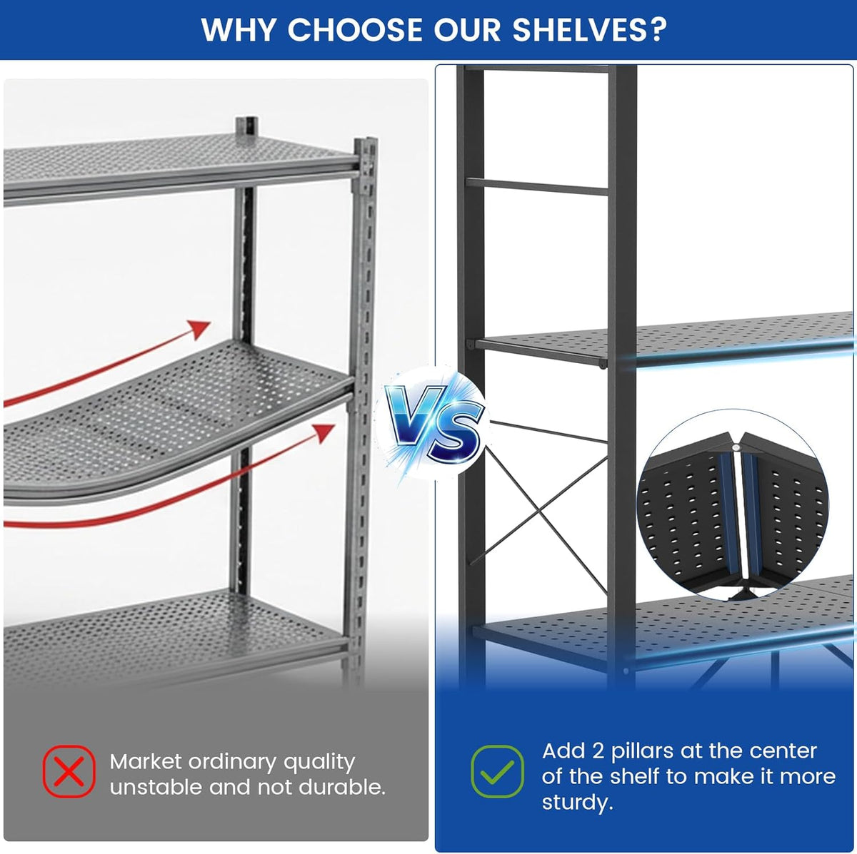 ALANNG 40" W Foldable 5-Tier Storage Shelves on Wheels Adjustable