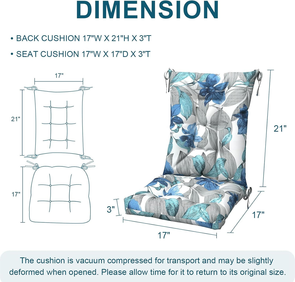DYTXIII Set of 2 Rocking Chair Cushions for Outdoor/Indoor Use,Water Resistan...