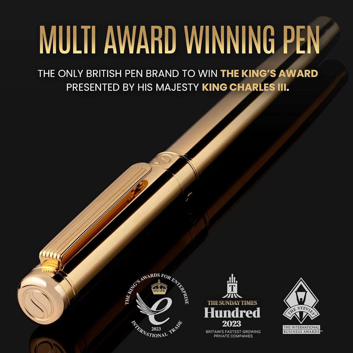 Scriveiner Gold Rollerball Pen - Stunning Luxury Pen, Real Gold Plating, Schm...