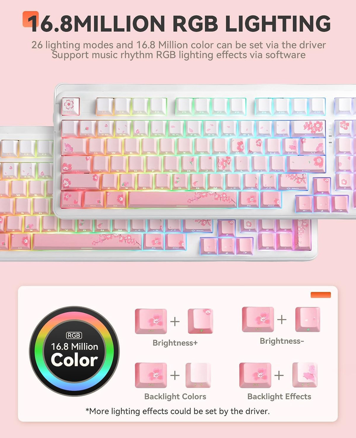 DAREU EK98pro Sakura Pink Wireless Mechanical Keyboard,Tri-Mode BT/2.4GHz/USB...