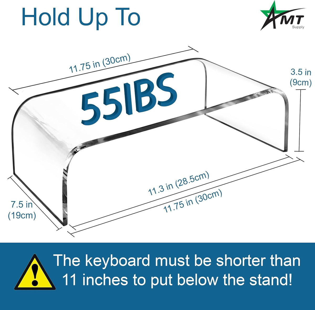 AMT 2 Pack Acrylic Laptop Monitor Stand & Computer Riser with Cat Keyboar...