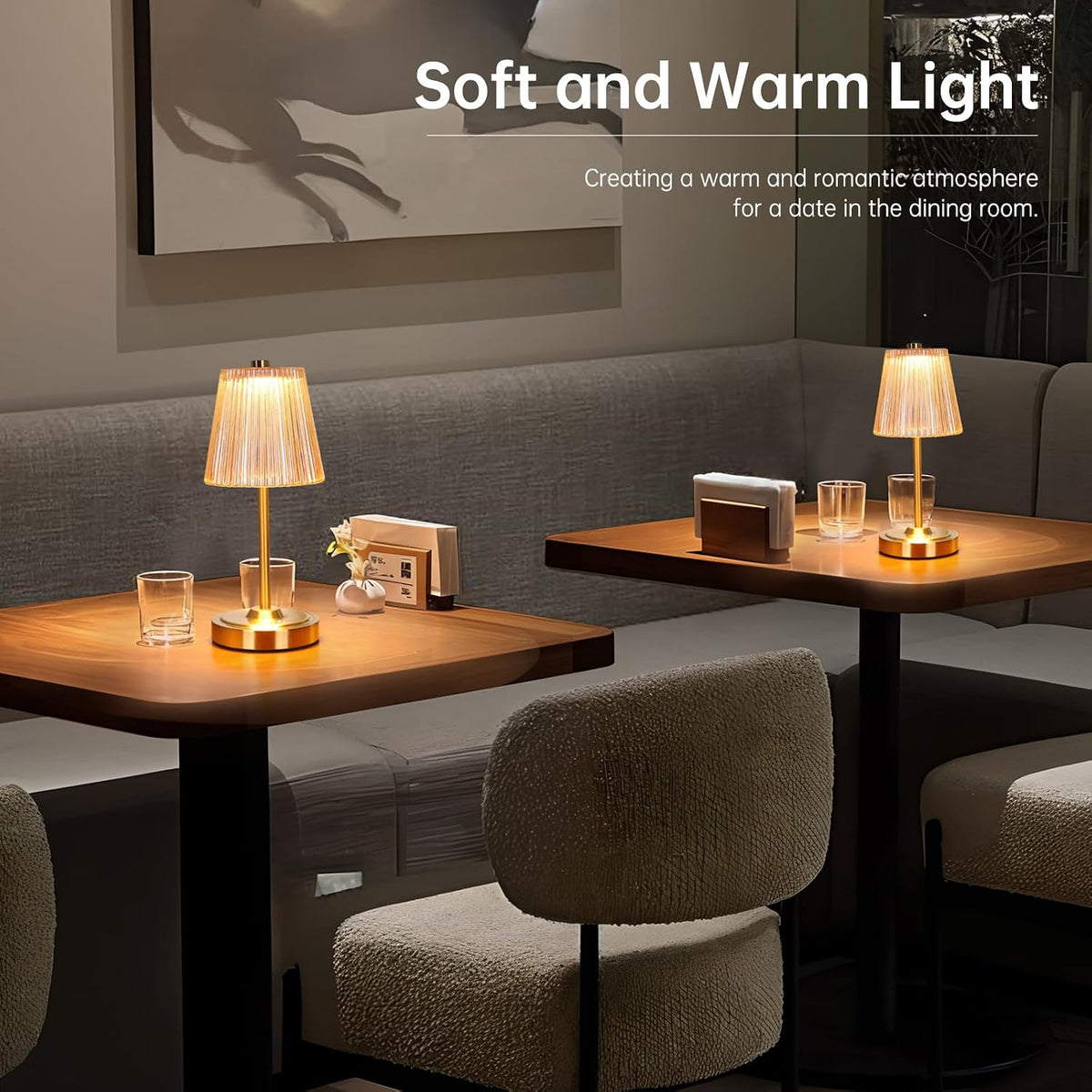 Shenmoyl Cordless Touch Table Lamp with 5200mAh Battery - 3 Adjustable Color ...