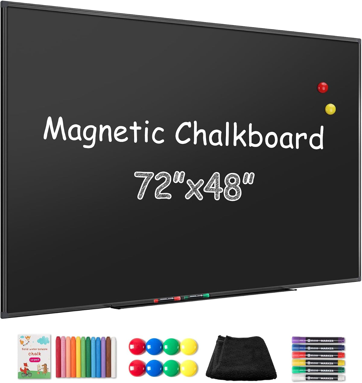 SELEAD Magnetic Chalkboard 72 x 48 Inches - Black Aluminum Frame