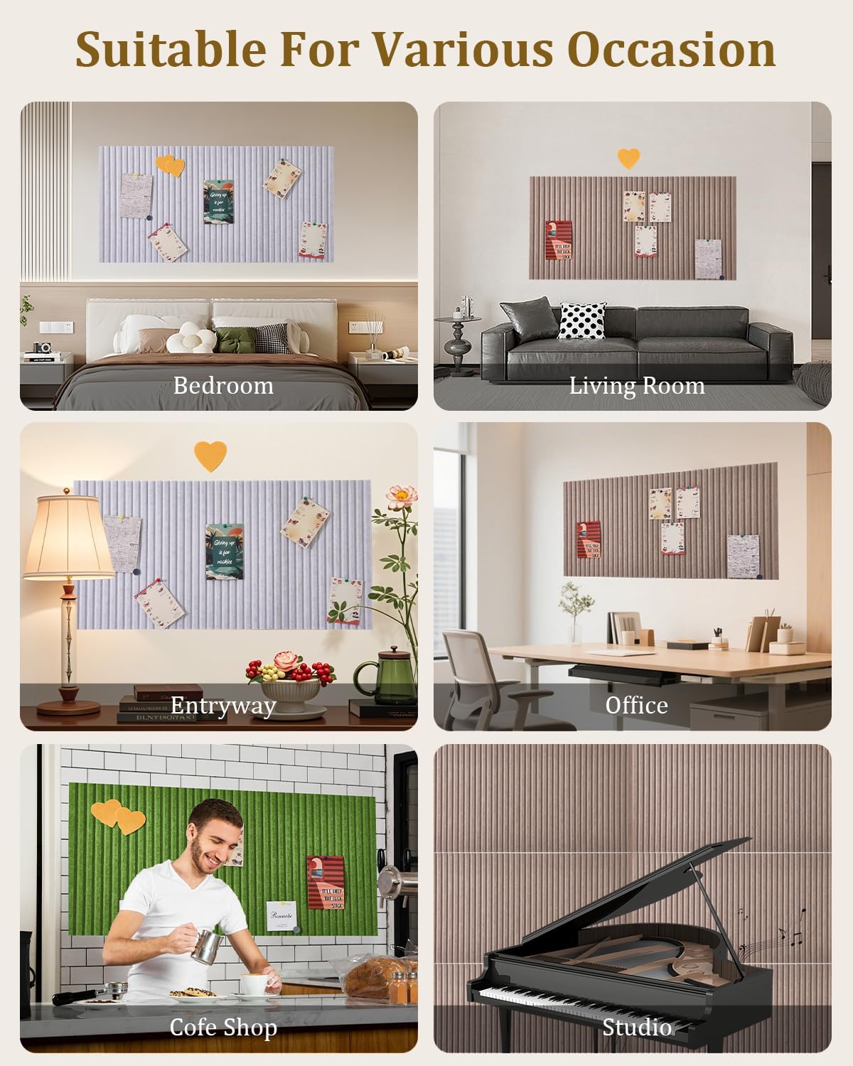 48 x 32 inches Large Bulletin Board, Decorative Felt Pin Board, 0.35“ Thick F...