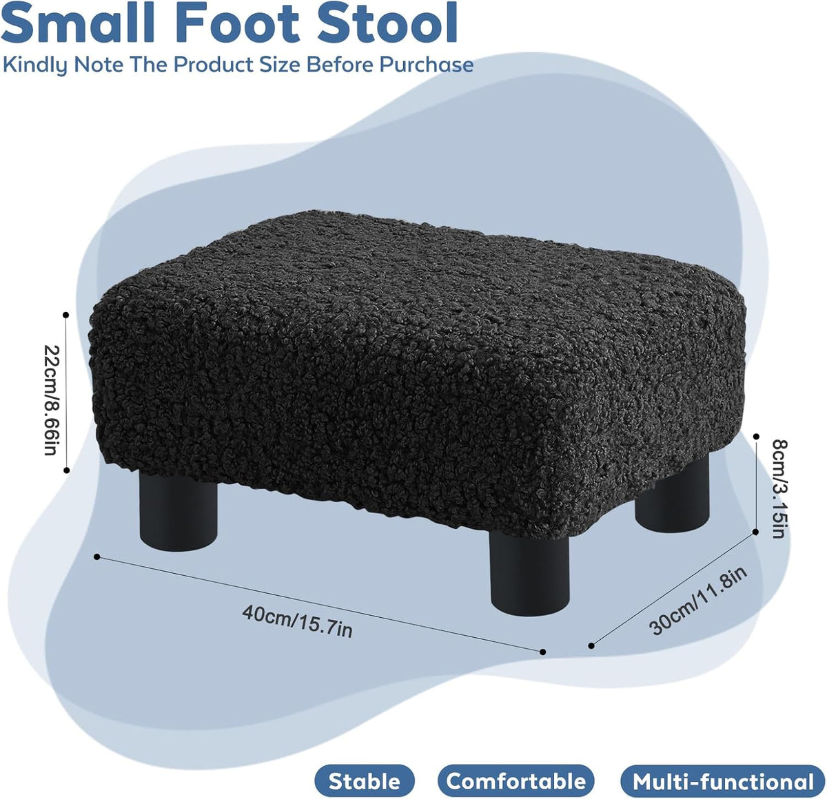 BRIAN & DANY Small Foot Stool Ottoman, Footstool with Legs, Sherpa Foot R...