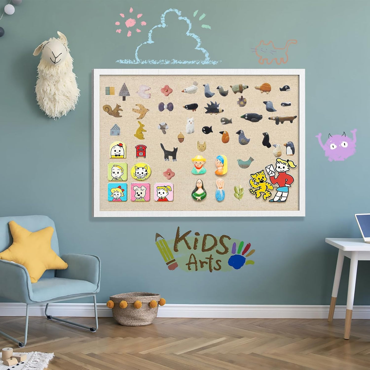 30''x20'' Inch Linen Cork Bulletin Board with Frame, Decorati...