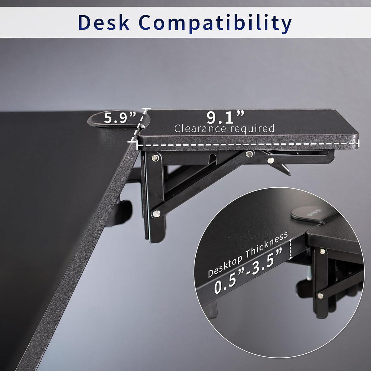 VIVO Black Clamp-on 6 x 9 inch Desk Extender, DESK-EXT09