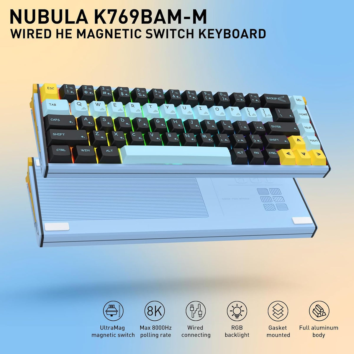 Redragon K769 Wired RGB Aluminum Hall-Effect Rapid Trigger Gaming Keyboard