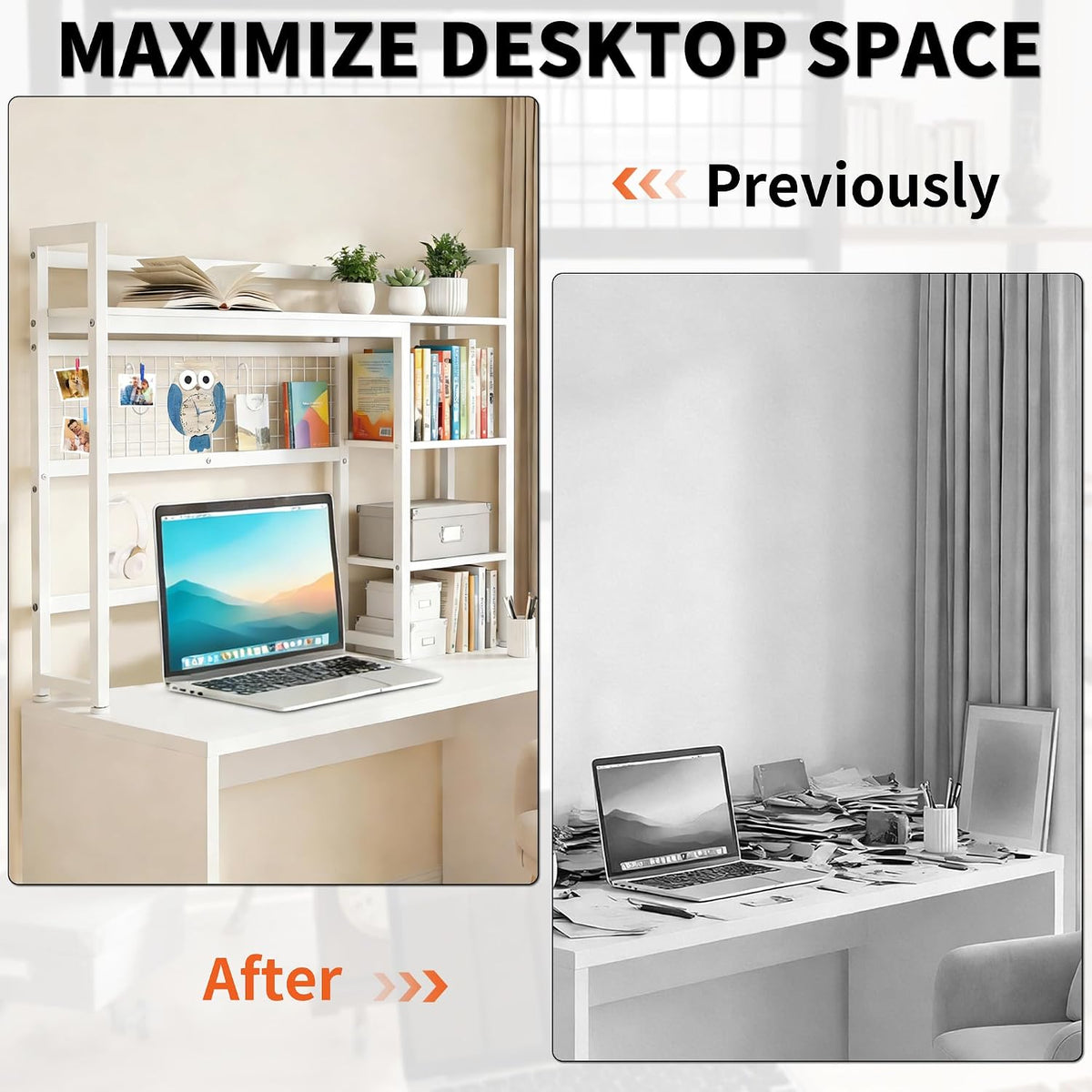 IBVIVIC Desktop Shelf, 38.5'' Desktop Organizer Shelf for Computer Mo...